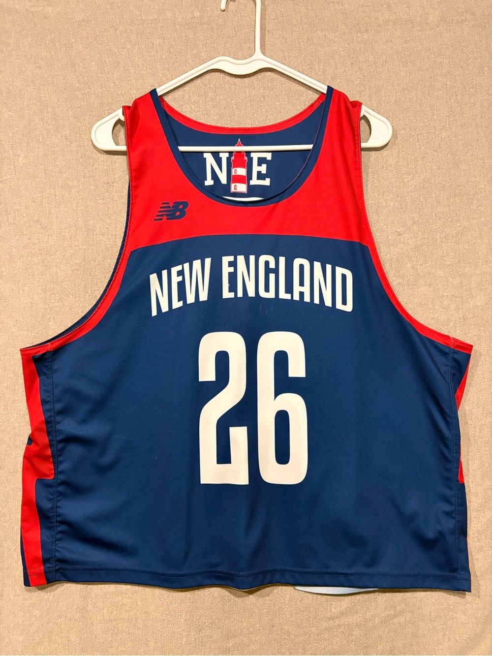 New Balance Reversible Navy and Red Tank Top with White Number
